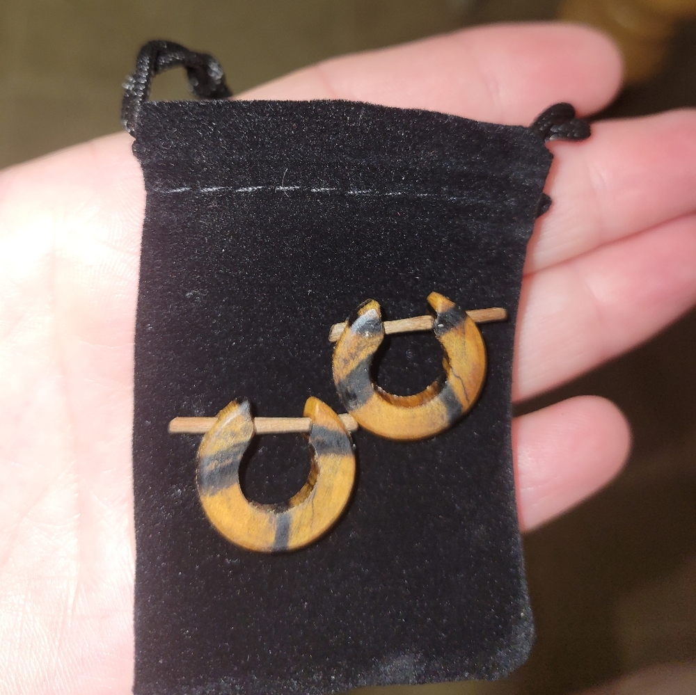 Unisex Ebony and Ivory wooden earrings